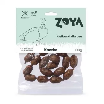 Šunų skanėstas ZOYA Antienos dešrelės 100 g — hipoalerginiai antienos dešrelių užkandžiai suaugusiems šunims, baltymai 55,5% riebalai 12%