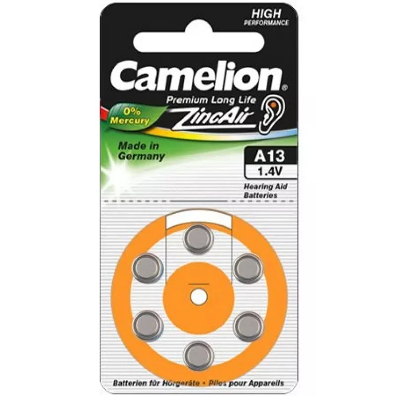 Camelion A13/DA13/ZL13 cinko-oro celės, 6 vnt.