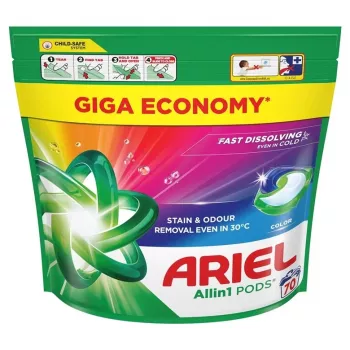 Skalbinių kapsulės Ariel All-in-1 Color 70 vnt. – Ariel skalbinių kapsulės spalvotiems audiniams, 70 vienetų