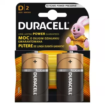 Baterija Duracell Basic D (R20) – pakuotėje 2, pirminiai cinko-anglies elementai