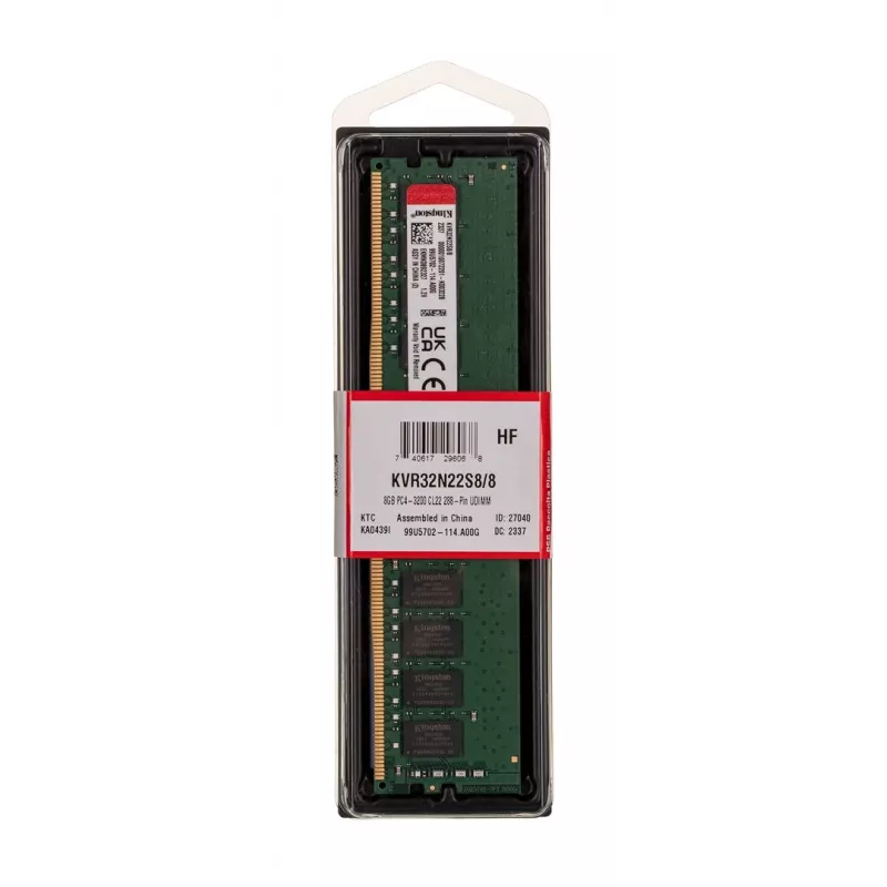 Kingston Technology ValueRAM atminties modulis 8 GB 1 x 8 GB DDR4 3200 MT/s 288 kontaktų DIMM