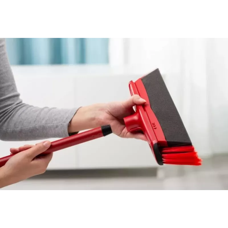 Grindų šluota VILEDA 143703 su kotu, technopolimeras, minkšti/kieti šereliai, vidaus patalpoms, 130 cm, raudona