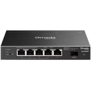 Tinklo komutatorius TP‑LINK SG2206MP L2 Gigabit Ethernet PoE 5 prievadų (5x Gigabit, 1x SFP, PoE+ 4 prievadai, 63W biudžetas)