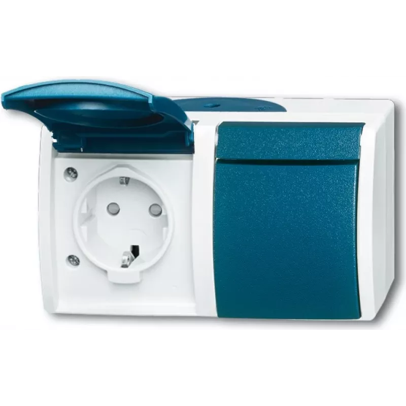 BUSCH JAEGER 20/2 EBW-53 - CEE 7/3 - 2P+E - Mėlynas - Baltas - IP44 - 250 V - 16 A