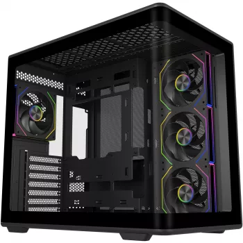 Elite 600 ARGB , korpusas Tower juodas, grūdintas stiklas x 2