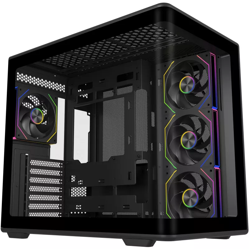 Elite 600 ARGB , korpusas Tower juodas, grūdintas stiklas x 2
