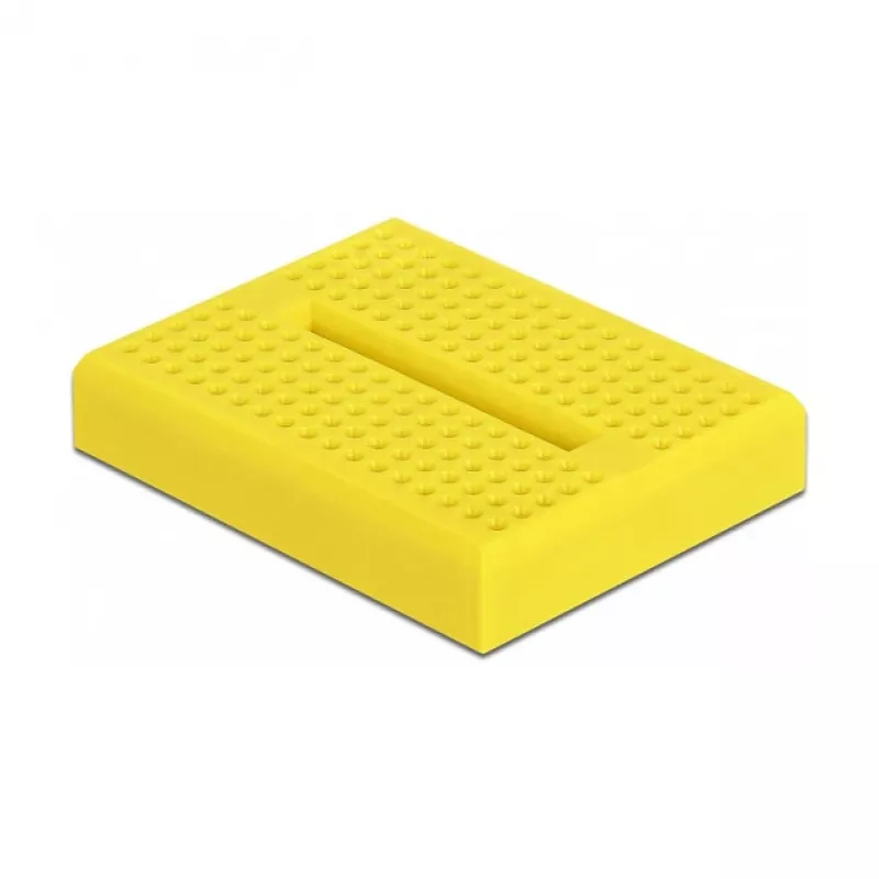 Breadboard DELOCK 18320 — plastikinė prototipų kūrimo plokštė, geltona, 36×46×10 mm