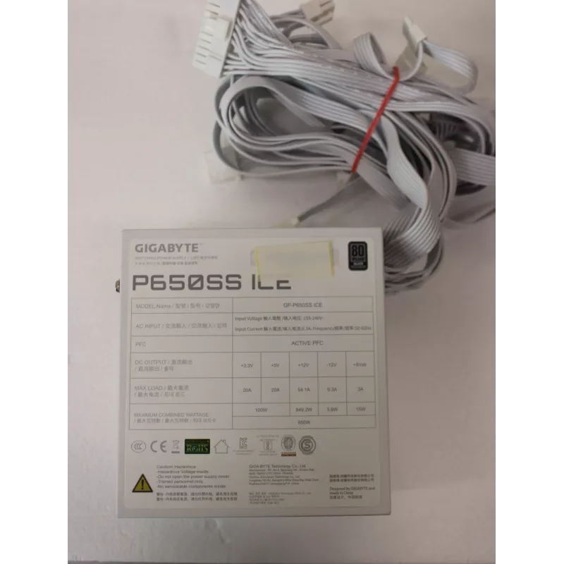 Maitinimo blokas GIGABYTE GP-P650SS ICE GEU1SO 650W — atnaujintas, be Originalios pakuotės
