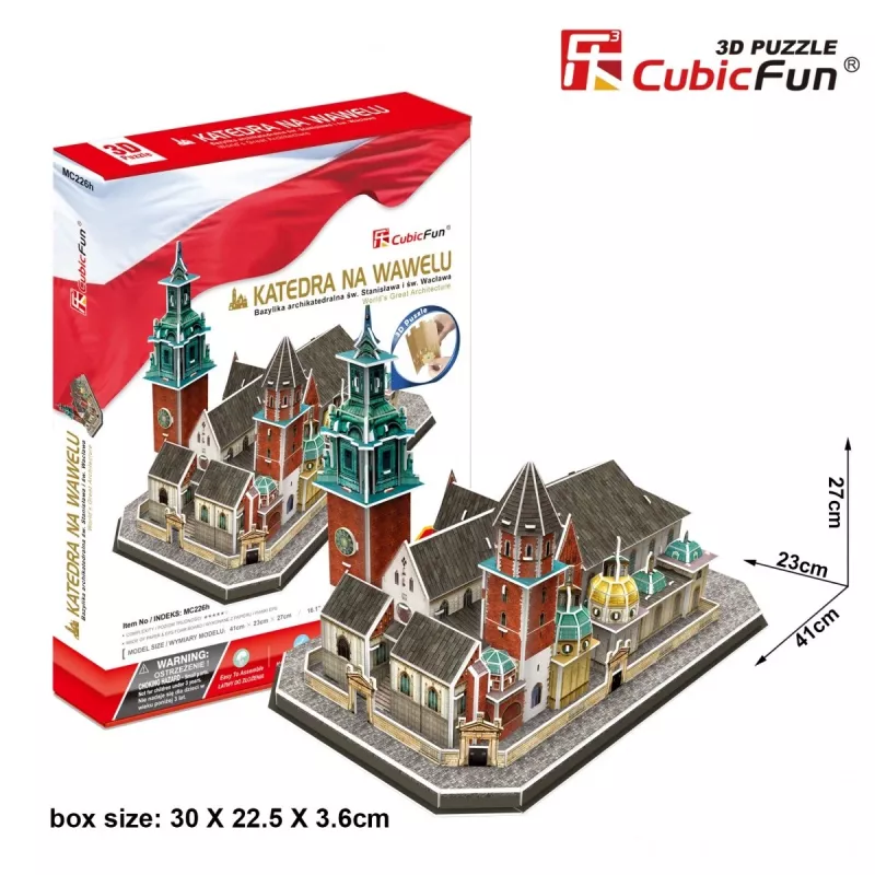 3D dėlionė cubicfun Vavelio katedra — 101 detalė, modelio rinkinys