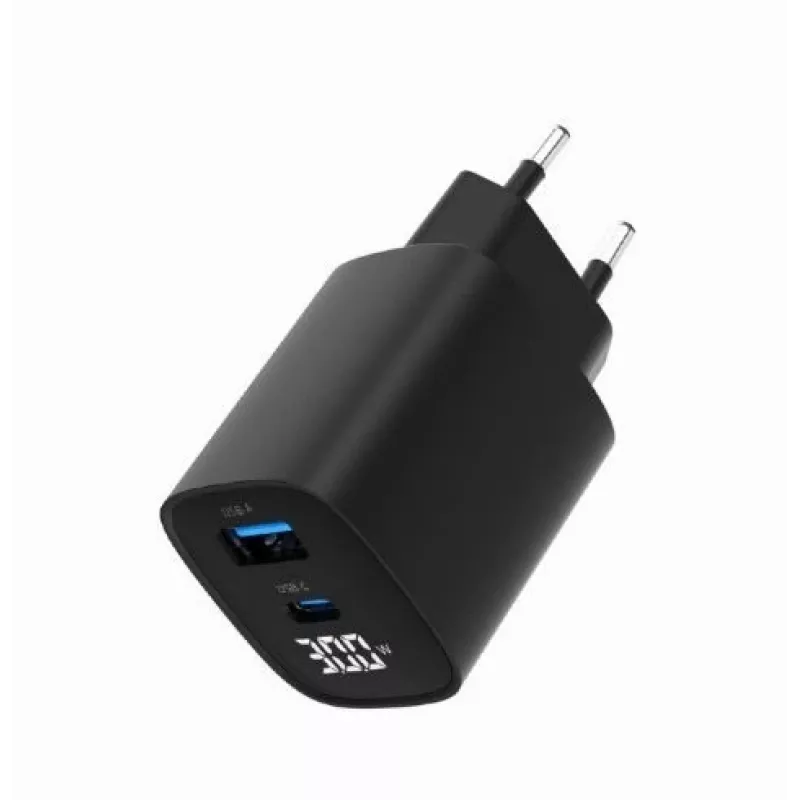 Mobiliųjų įrenginių įkroviklis Gembird TA-UC-PDQC30LCD-BK-01 Greitas įkrovimas Juodas