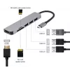 Dokų stotelė GEMBIRD A-CM-COMBO6-02 — laidinė USB 3.2 Gen 1 Type-C, HDMI, 1x USB-A, 2x USB 2.0, SD/MicroSD (≤128 GB), pilka