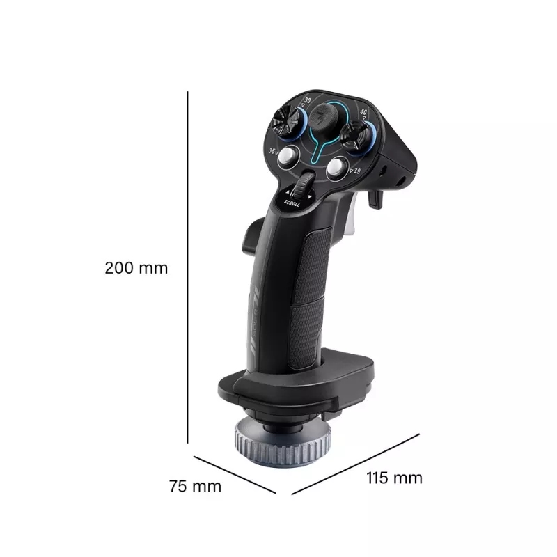 Flightstick add-on grip Thrustmaster Sol-R 3 AVA, juoda, USB Type-C, analoginė/skaitmeninė, PC, 75×115×200 mm