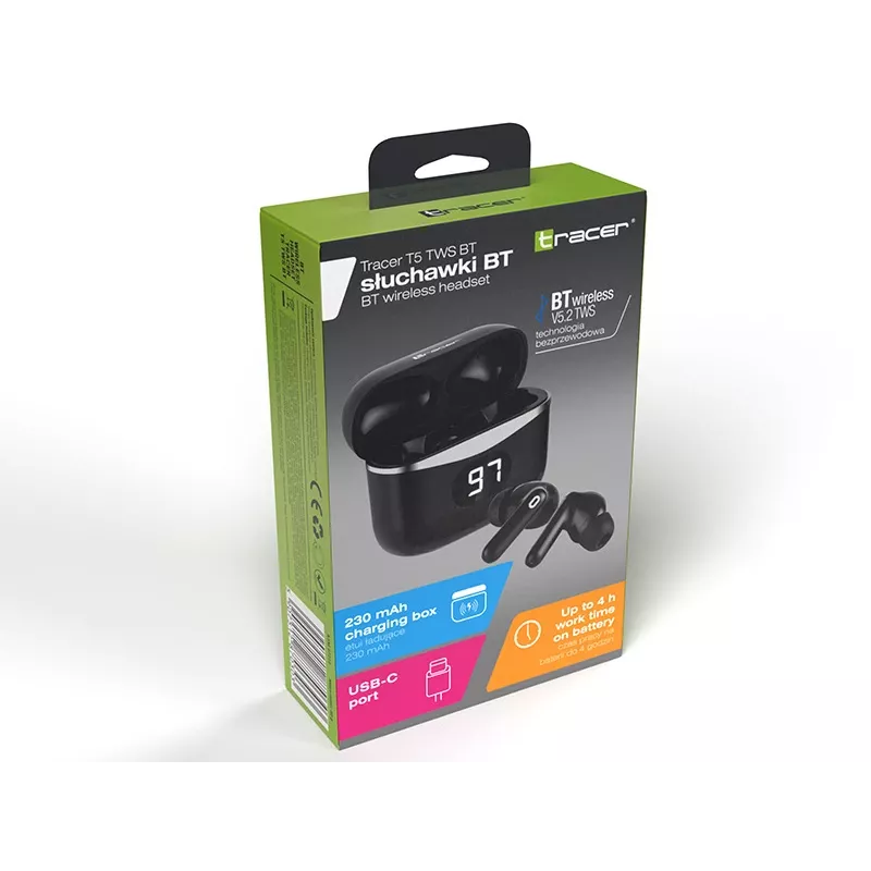 Ausinės Tracer 47215 T5 TWS BT juodos