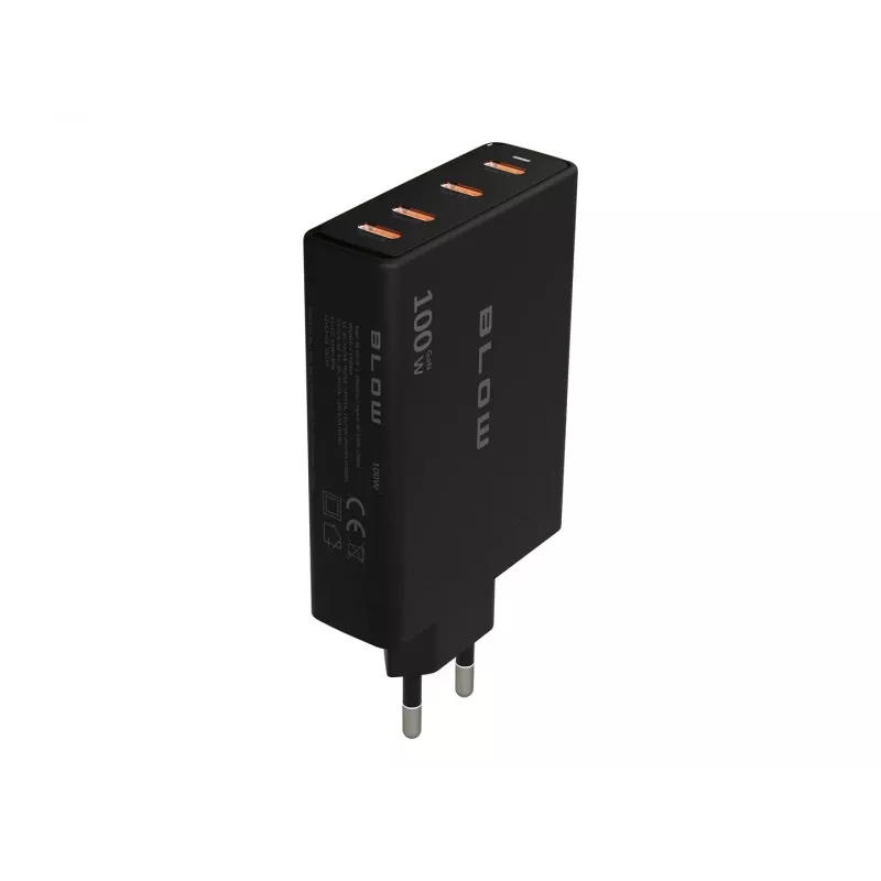 Sieninis įkroviklis BLOW 4×USB-C PD 100W GaN, 4 prievadai, PD 3.0, PPS, 200–240V įvestis