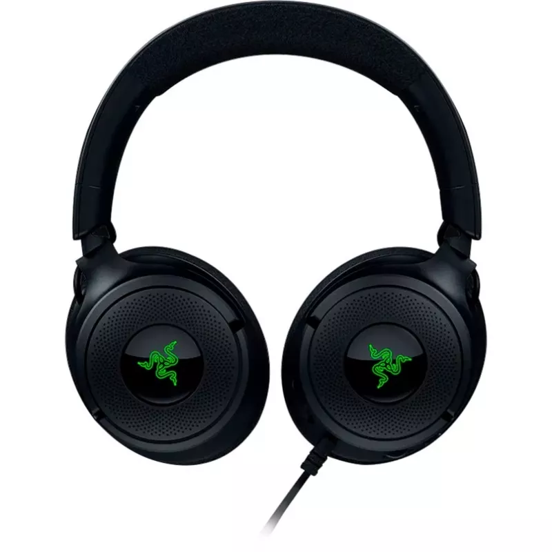 Razer Kraken V4 X – laidinės ausinės žaidimams asmeniniam kompiuteriui (TriForce 40 mm tvarkyklės, įtraukiamas kardioidinis mikrofonas, 7.1 erdvinis garsas, Chroma RGB, skirta PC, konsolėms ir telefonui)