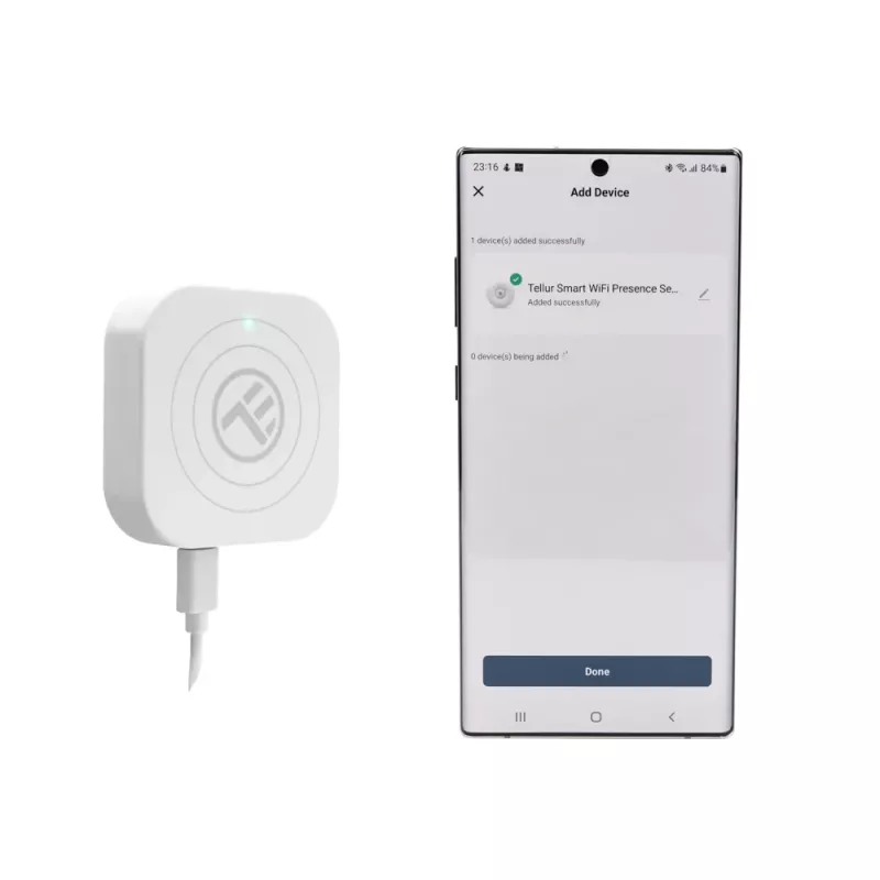 Buvimo jutiklis Tellur TLL331552 WiFi White — belaidis buvimo detektorius, baltas