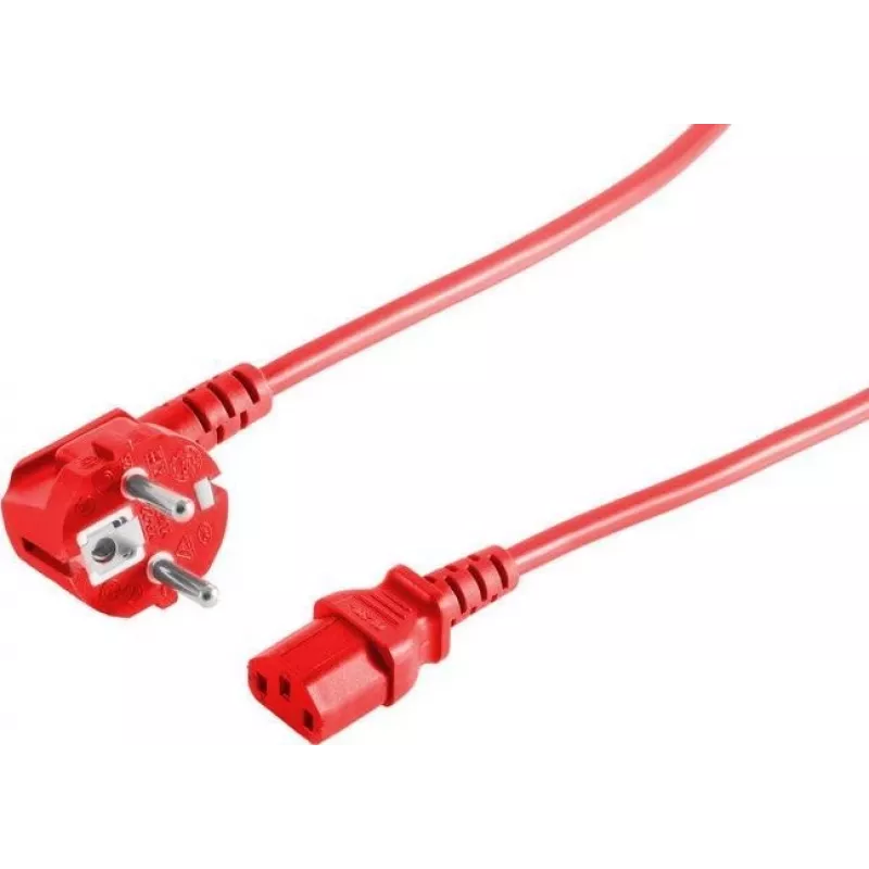 Maitinimo laidas raudonas S/CONN 09-05184 1,8 m CEE7/7 C13 jungtis