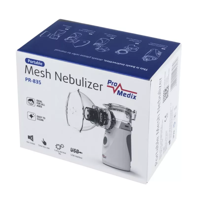 Nešiojamasis tinklinis inhaliatorius ProMedix PR-835 USB purkštuvas, maitinamas baterijomis nešiojamasis purkštuvas