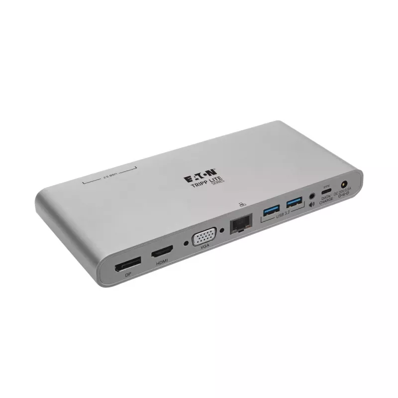 Eaton Tripp Lite USB-C Dock, Triple Display - 4K HDMI/DisplayPort, VGA, USB 3.2 Gen 1, USB-A/USB-C Hub, GbE, 100W PD Charging, International Power Cables - docking station - USB-C