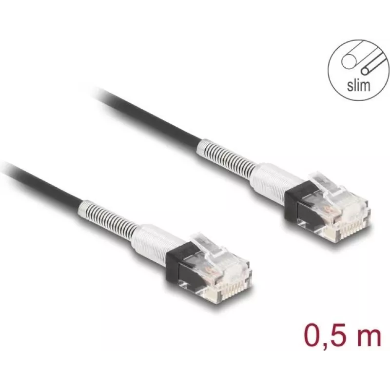 Tinklo kabelis DeLOCK RJ45 0.5m Cat.6A UTP juodas
