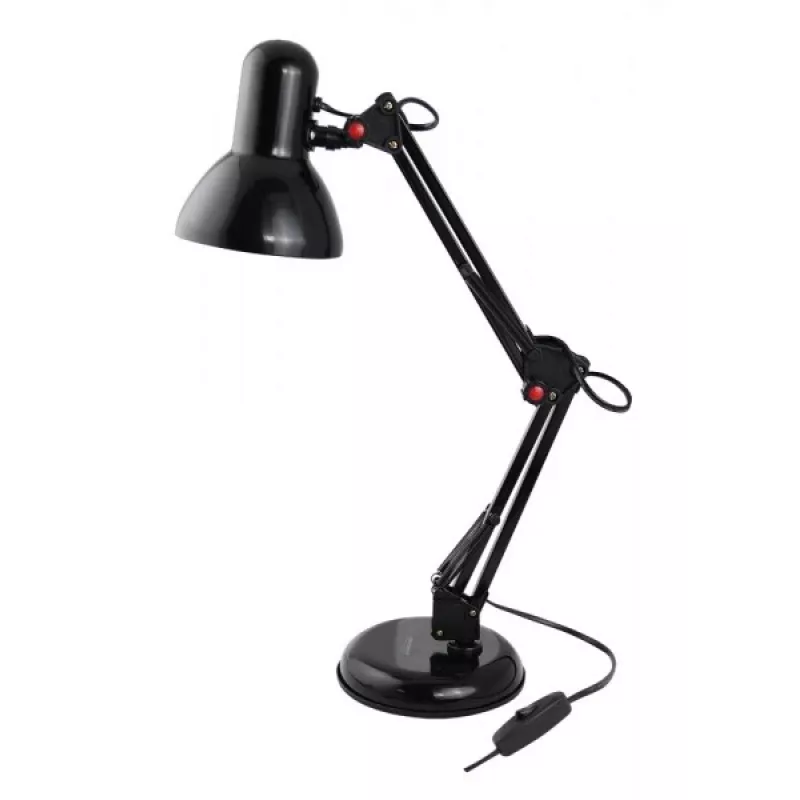 Stalinė lempa ESPERANZA AVIOR E27 12W LED, juoda, reguliuojamo aukščio, lankstus laikiklis, E27 lizdas