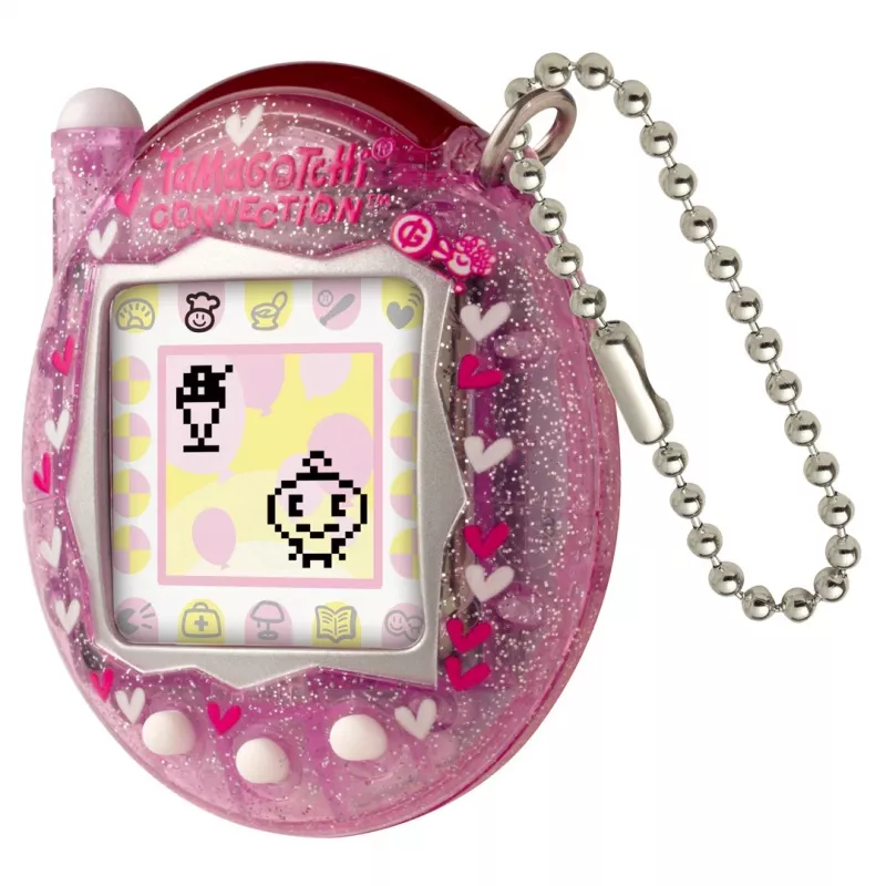 Rankinis skaitmeninis augintinis Bandai Tamagotchi Connection Pink Glitter — virtualus augintinio žaislas