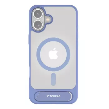 Apsauginis telefono dėklas Torras Pstand Series iPhone 16 — mėlynas, plonas su integruotu stovu