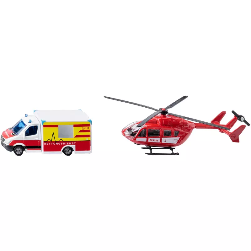 Toy set Usorteret Siku Mercedes-Benz Rescue Van and Helicopter model set