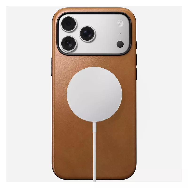 Mobiliojo telefono dėklas Nomad Modern Leather Case Cover, skirtas iPhone 17 Pro Max, 17,5 cm (6,9 col.), Tan, oda + PC/TPU