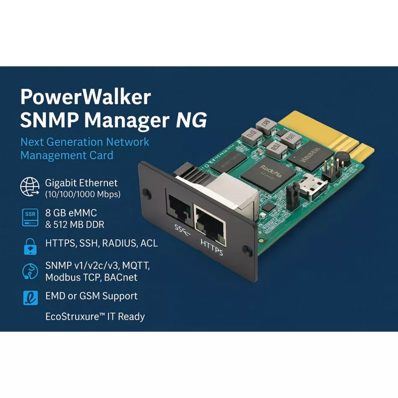 Tinklo SNMP valdiklis PowerWalker Bluewalker 10131023 — centralizuotas UPS valdymas per SNMP