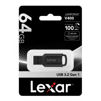 Lexar JumpDrive LJDV400064G-BNBNG USB atmintinė 64 GB USB Type-A 3.2 Gen 1 (3.1 Gen 1) juoda