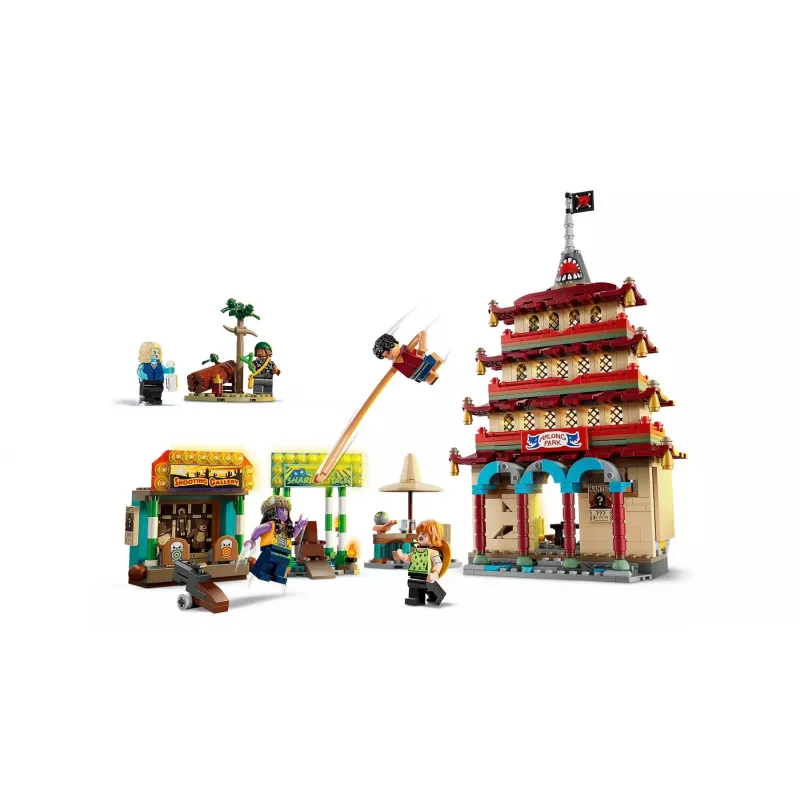 LEGO rinkinys One Piece Arlong Park 75638 — 926 vnt., 5 minifigūrėlės, rekomenduojamas amžius 9+, detali scena
