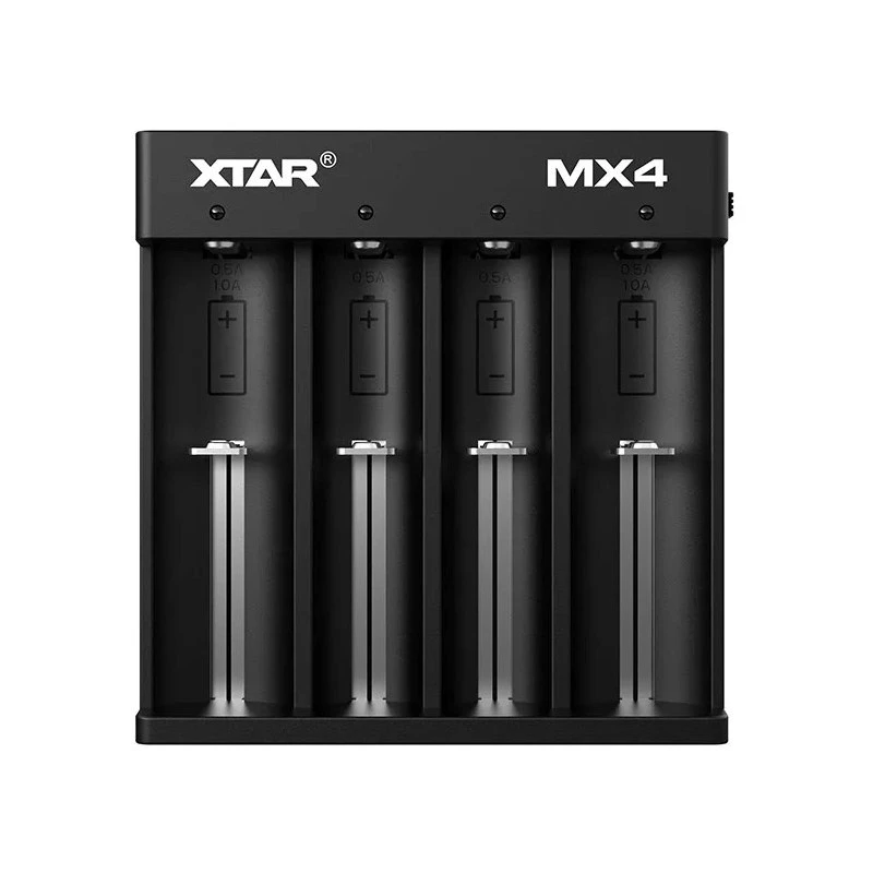 Baterijų įkroviklis XTAR MX4 4 lizdų universalus Li-ion NiMH USB-C, juodas, palaiko 4 baterijas