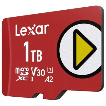 MicroSDXC atminties kortelė Lexar 1 TB UHS‑I Class 10 U3 V30 skaitymas 205 MB/s rašymas 140 MB/s (raudona)