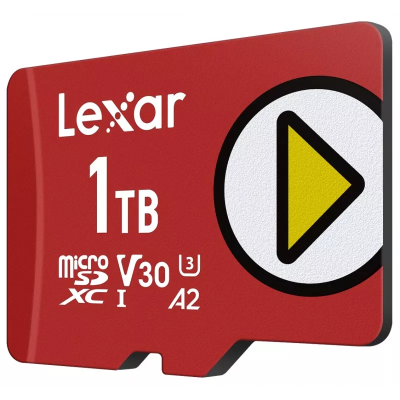 MicroSDXC atminties kortelė Lexar 1 TB UHS‑I Class 10 U3 V30 skaitymas 205 MB/s rašymas 140 MB/s (raudona)