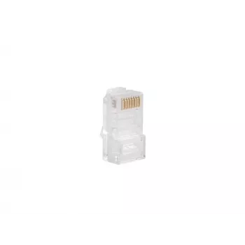 LANBERG RJ-45 kabelio jungtis PLU-5000, U/UTP (UTP) ekranavimas, permatoma balta, pakuotė po 100 vnt.