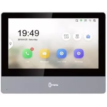 Vaizdo domofonas Hikvision DS-KH8350-TE1 7 colių IPS jutiklinis ekranas, PoE, SIP, MicroSD lizdas, 1024×600, aliuminio korpusas, juodas