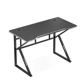 Žaidimų stalas huzaro Hero 1.6 Juodas — tiesus MDF/anglies pluošto stalviršis 1200×600×750 mm, metalinis rėmas
