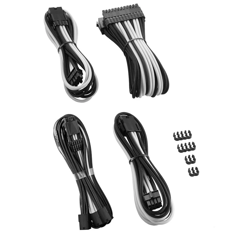 CableMod PRO ModMesh 12VHPWR kabelio prailginimo rinkinys, CableMod — juoda/balta, PCIe 12VHPWR 16 kontaktų prailginimo rinkinys