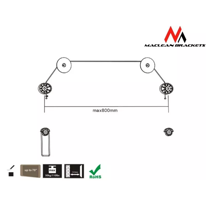 Maclean Mc-557 - Itin plonas VESA monitoriaus/TV laikiklis, 32-55 col., 50 kg