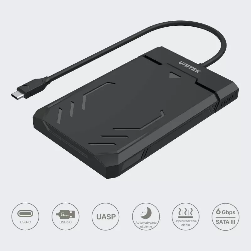 Unitek Y-3036A - DiskGuard Raiden 2.5 USB-C į SATA III 2,5 colio HDD/SSD kietojo disko korpusas