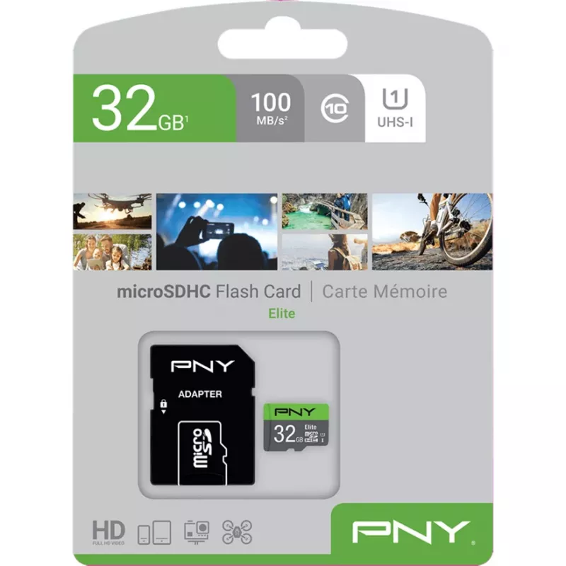 „MicroSDHC“ atminties kortelė PNY Elite 32 GB 10 klasės UHS-I P-SDU32GU185GW-GE