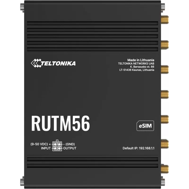 Maršrutizatorius TELTONIKA RUTM56 dviejų modemų, 802.11ac „Wi‑Fi“, Gigabit LAN x4, „Mesh“ palaikymas, MU‑MIMO (be mobiliojo plačiajuosčio ryšio)