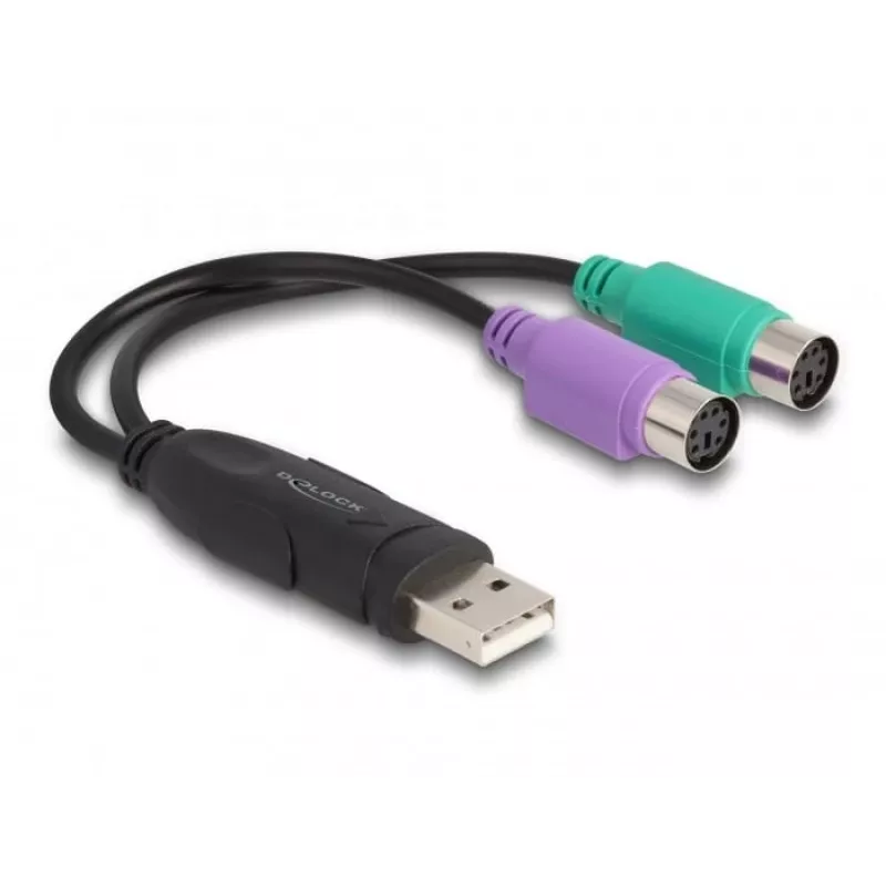 “DeLOCK” USB į PS/2 adapteris 0,17 m 2x 6 kontaktų Mini-DIN USB A