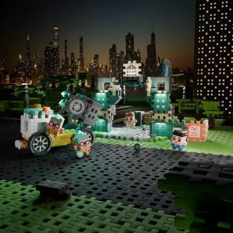 MARIOINEX Mini Waffle City Bank Robbery Statybiniai blokeliai, 148 vnt.