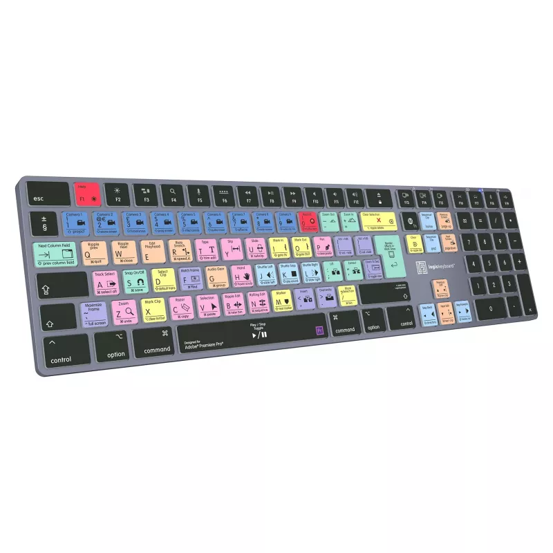LogicKeyboard Titan DE Mac klaviatūra, skirta Adobe Premiere Pro CC — vokiškas išdėstymas
