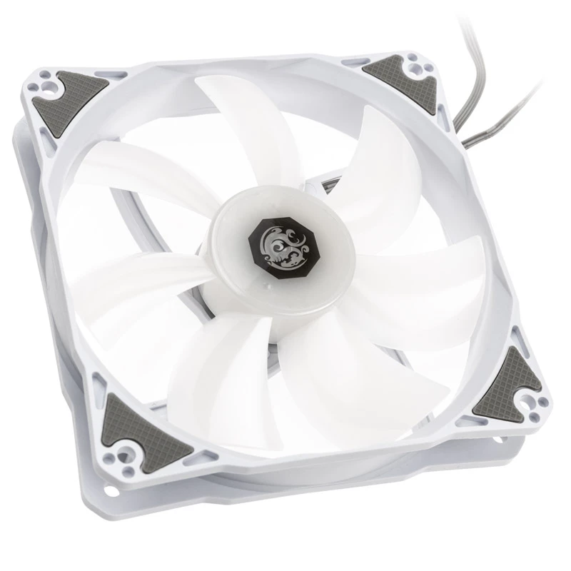 120 mm PWM korpuso ventiliatorių rinkinys BitsPower Notos RGB — balti, 5 vnt. pakuotė (BPTA-FX1812NTWH-5)