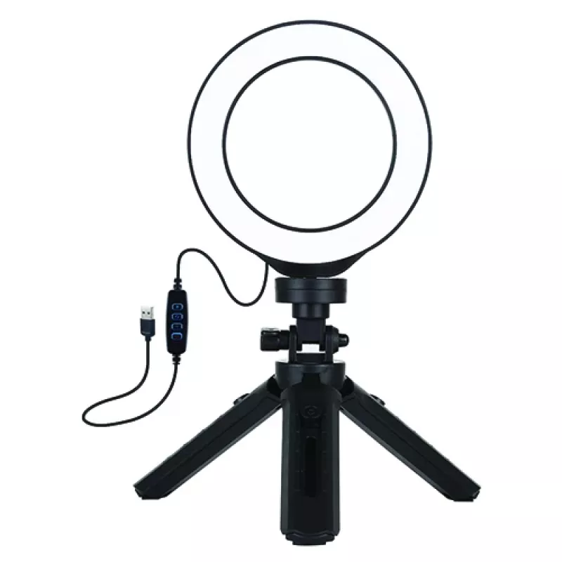 LED žiedinė lemputė 12 cm su trikoju stovu iki 14,5 cm, USB