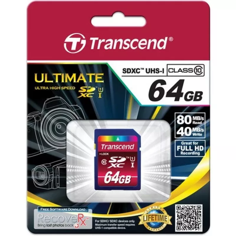 Transcend Ultimate - „Flash“ atminties kortelė - 64 GB - UHS Class 1 / Class10 - 600x - SDXC UHS-I