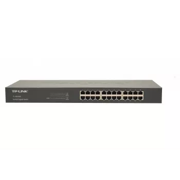TP-Link 24 prievadų Gigabit tinklo jungiklis, skirtas montuoti į stelažą, nevaldomas, Gigabit Ethernet (10/100/1000), pilnas dupleksas, montavimas į stelažą, 1U